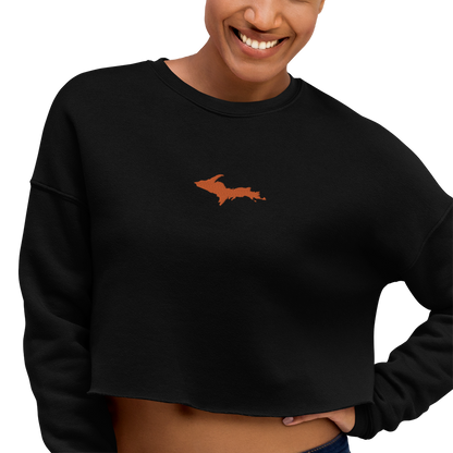 Michigan Upper Peninsula Cropped Sweatshirt (w/ Embroidered Orange UP Outline)