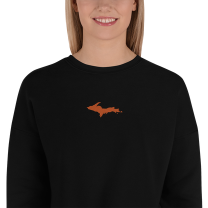 Michigan Upper Peninsula Cropped Sweatshirt (w/ Embroidered Orange UP Outline)