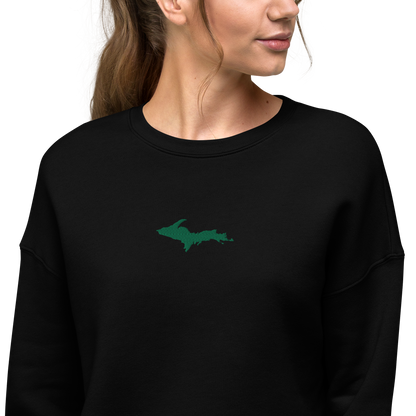 Michigan Upper Peninsula Cropped Sweatshirt (w/ Green UP Outline)