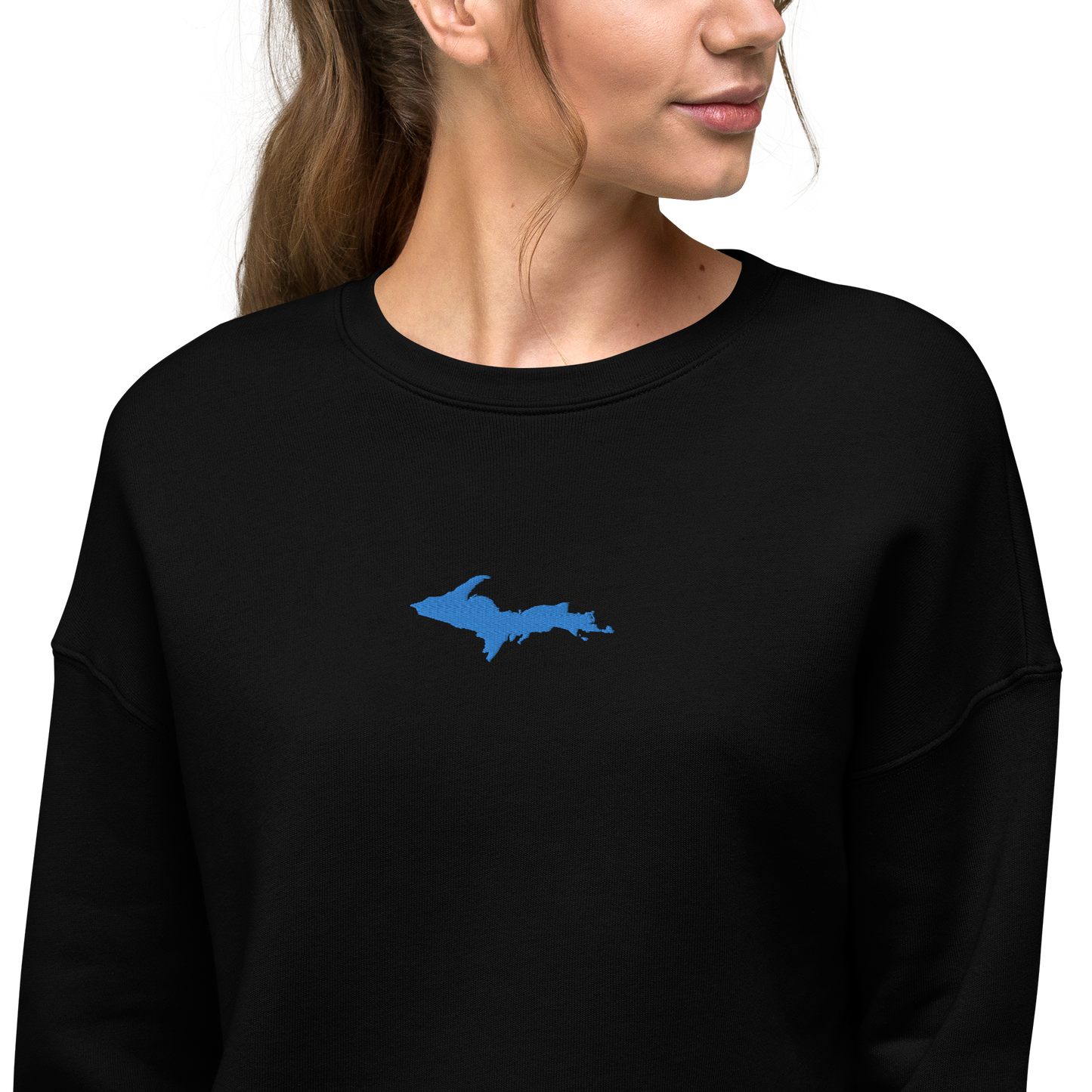 Michigan Upper Peninsula Cropped Sweatshirt (w/ Azure UP Outline)