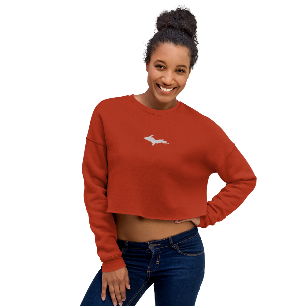 Michigan Upper Peninsula Cropped Sweatshirt (w/ Embroidered UP Outline)