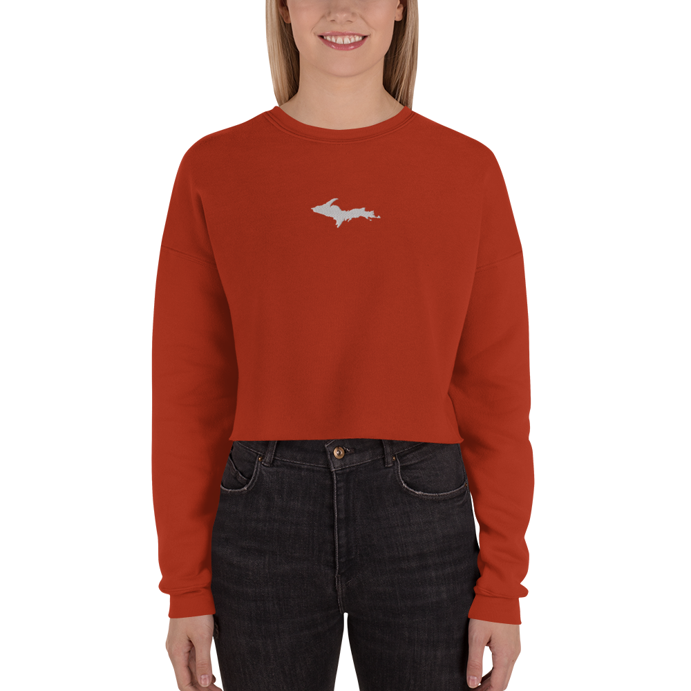 Michigan Upper Peninsula Cropped Sweatshirt (w/ Embroidered UP Outline)