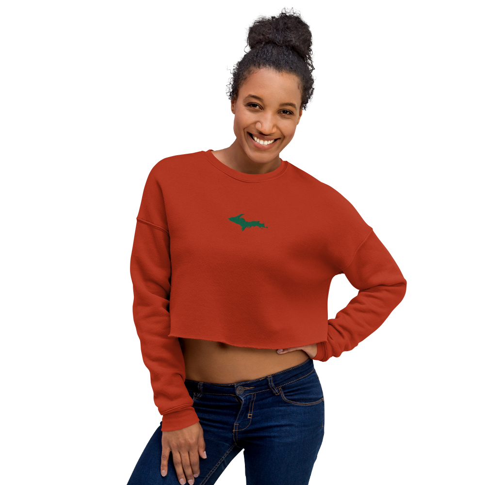 Michigan Upper Peninsula Cropped Sweatshirt (w/ Green UP Outline)