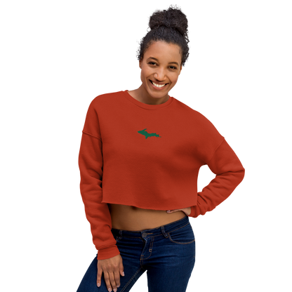 Michigan Upper Peninsula Cropped Sweatshirt (w/ Green UP Outline)