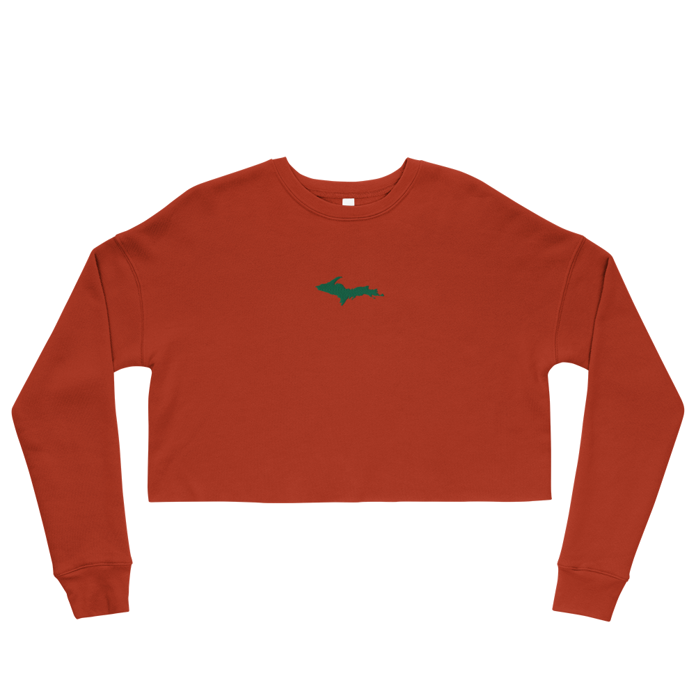 Michigan Upper Peninsula Cropped Sweatshirt (w/ Green UP Outline)