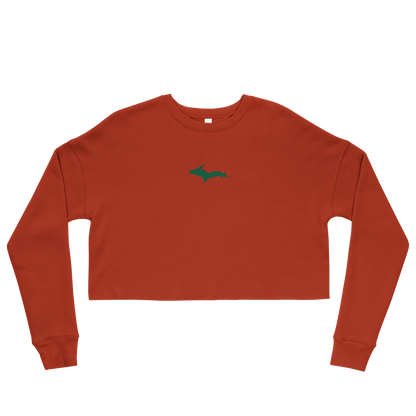 Michigan Upper Peninsula Cropped Sweatshirt (w/ Green UP Outline)