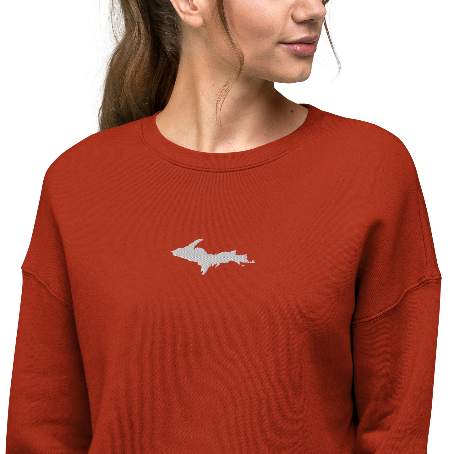 Michigan Upper Peninsula Cropped Sweatshirt (w/ Embroidered UP Outline)