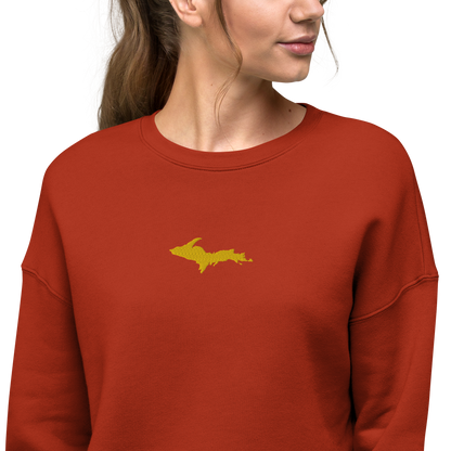 Michigan Upper Peninsula Cropped Sweatshirt (w/ Embroidered Gold UP Outline)