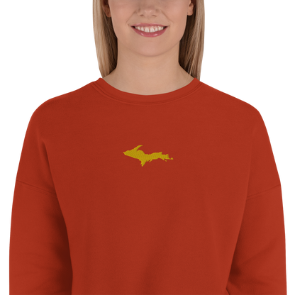 Michigan Upper Peninsula Cropped Sweatshirt (w/ Embroidered Gold UP Outline)