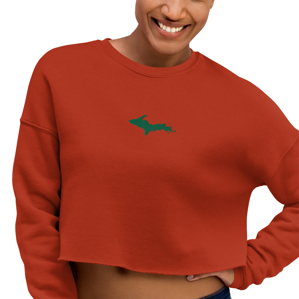 Michigan Upper Peninsula Cropped Sweatshirt (w/ Green UP Outline)