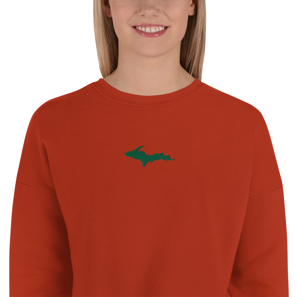 Michigan Upper Peninsula Cropped Sweatshirt (w/ Green UP Outline)