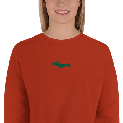 Michigan Upper Peninsula Cropped Sweatshirt (w/ Green UP Outline)