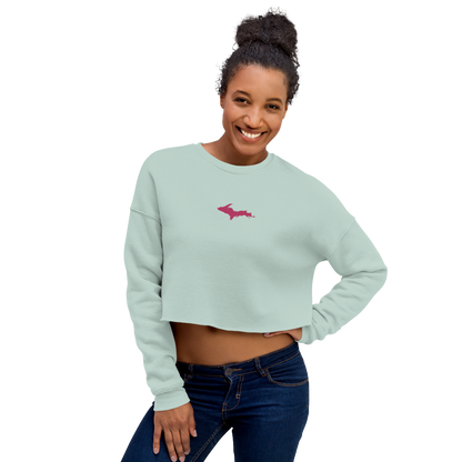 Michigan Upper Peninsula Cropped Sweatshirt (w/ Embroidered Pink UP Outline)