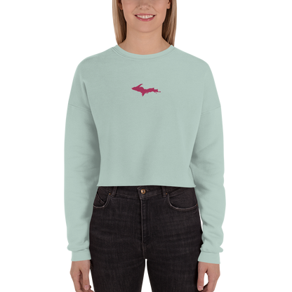 Michigan Upper Peninsula Cropped Sweatshirt (w/ Embroidered Pink UP Outline)