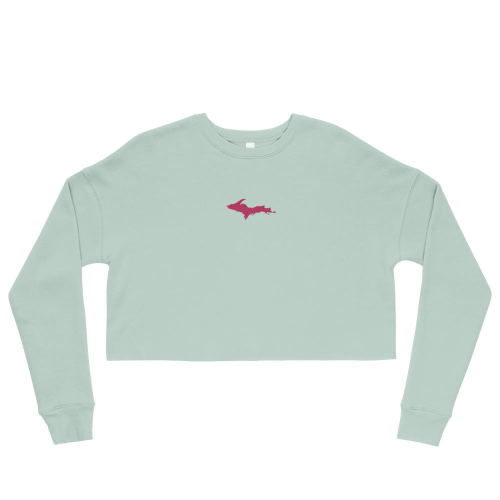 Michigan Upper Peninsula Cropped Sweatshirt (w/ Embroidered Pink UP Outline)