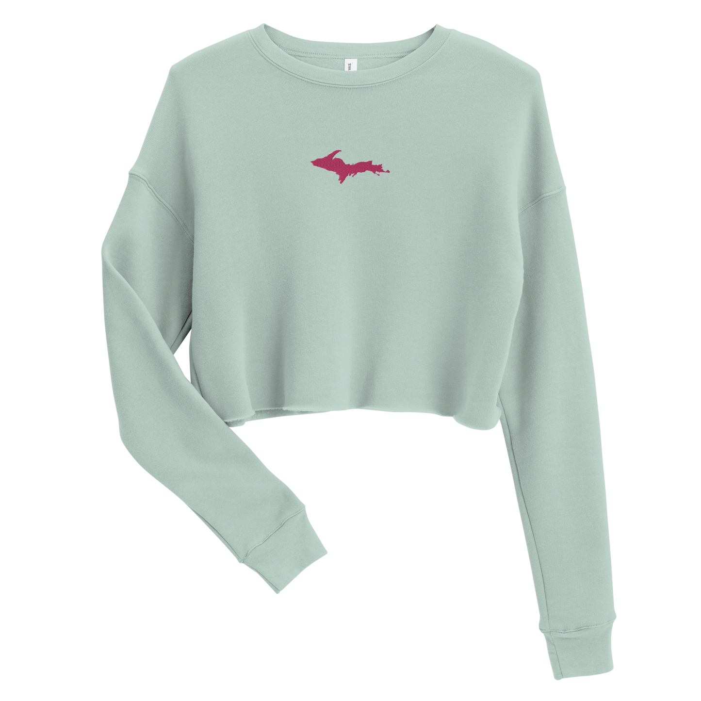 Michigan Upper Peninsula Cropped Sweatshirt (w/ Embroidered Pink UP Outline)