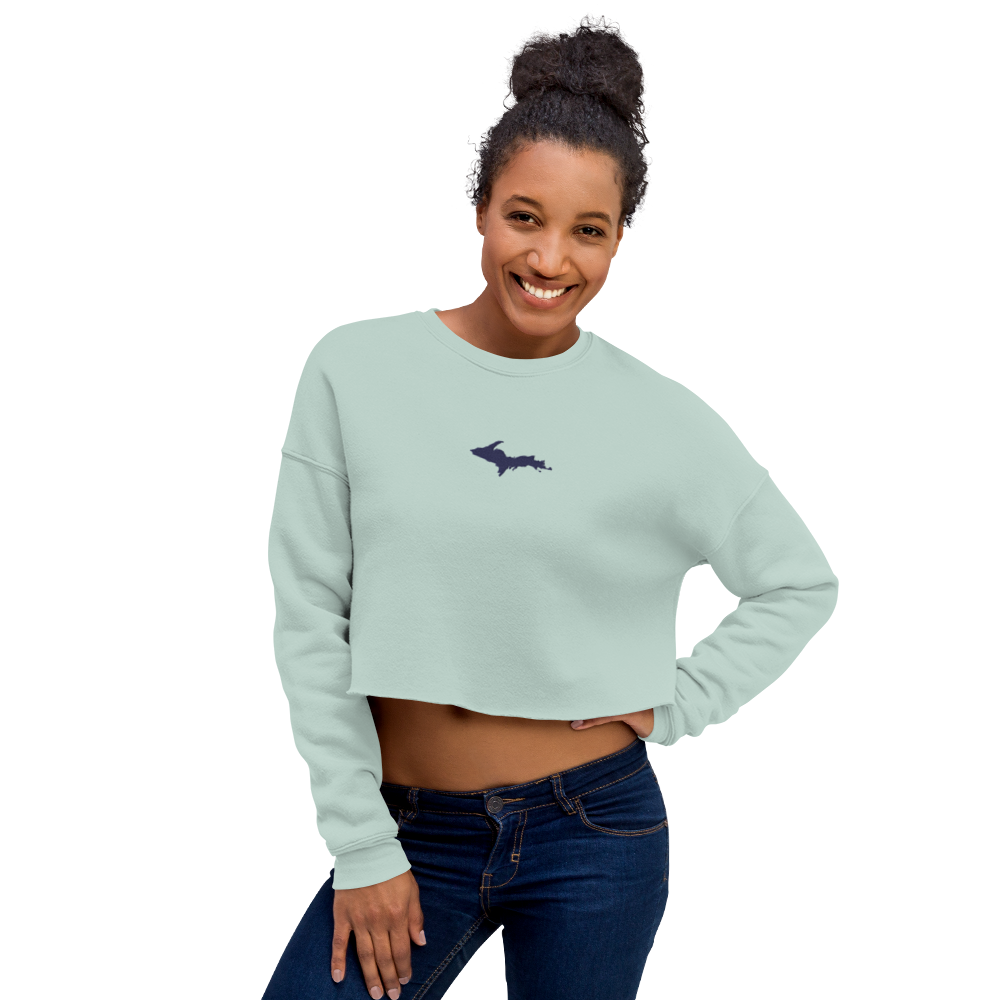 Michigan Upper Peninsula Cropped Sweatshirt (w/ Embroidered UP Outline)