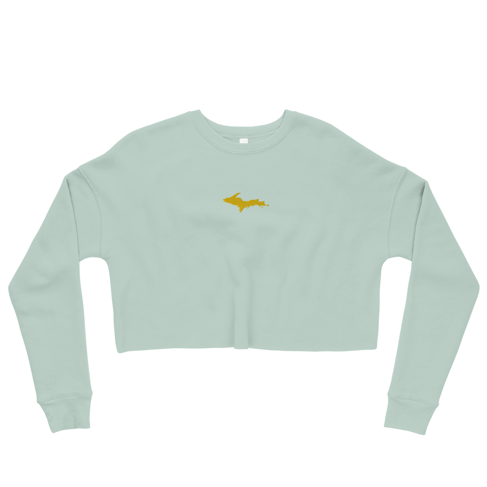 Michigan Upper Peninsula Cropped Sweatshirt (w/ Embroidered Gold UP Outline)