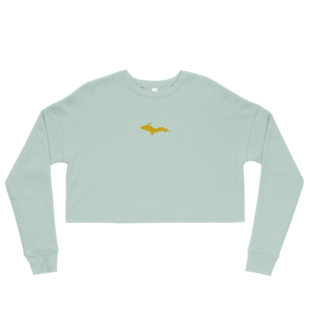 Michigan Upper Peninsula Cropped Sweatshirt (w/ Embroidered Gold UP Outline)