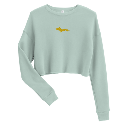 Michigan Upper Peninsula Cropped Sweatshirt (w/ Embroidered Gold UP Outline)