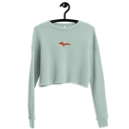 Michigan Upper Peninsula Cropped Sweatshirt (w/ Embroidered Orange UP Outline)