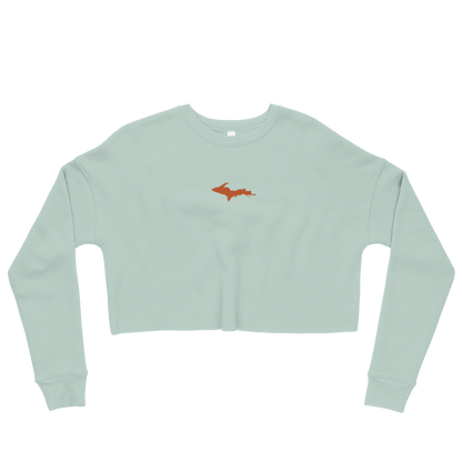 Michigan Upper Peninsula Cropped Sweatshirt (w/ Embroidered Orange UP Outline)