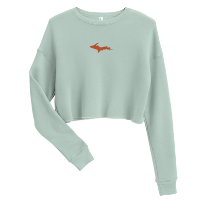 Michigan Upper Peninsula Cropped Sweatshirt (w/ Embroidered Orange UP Outline)