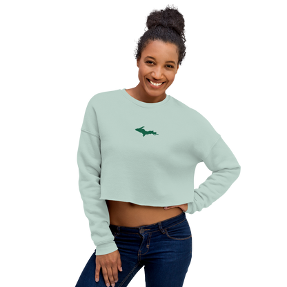 Michigan Upper Peninsula Cropped Sweatshirt (w/ Green UP Outline)