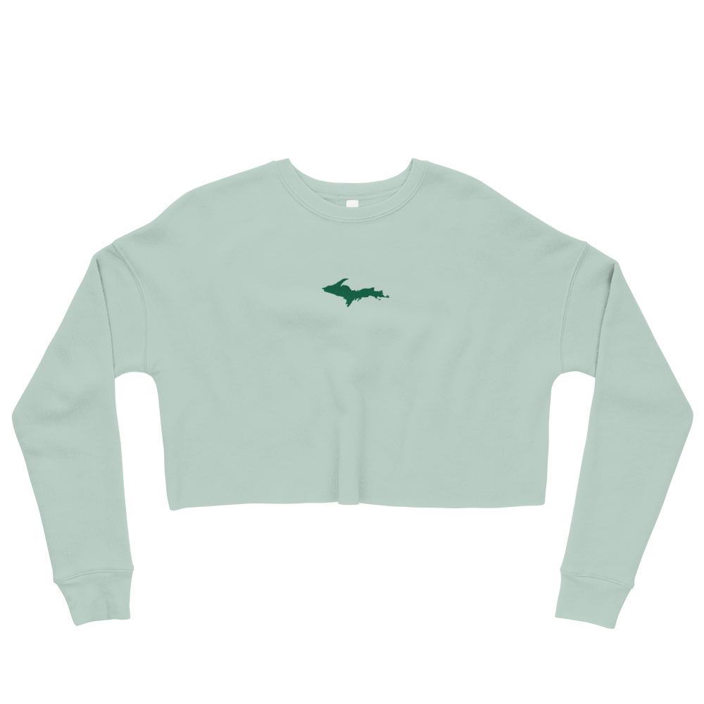 Michigan Upper Peninsula Cropped Sweatshirt (w/ Green UP Outline)