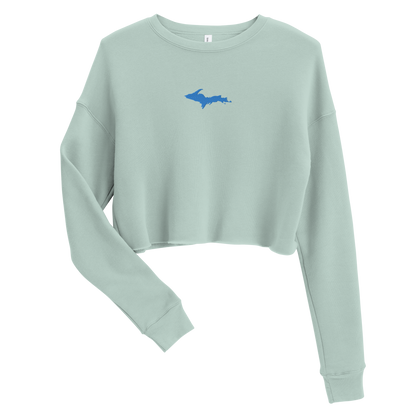 Michigan Upper Peninsula Cropped Sweatshirt (w/ Azure UP Outline)