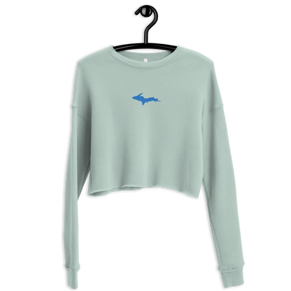 Michigan Upper Peninsula Cropped Sweatshirt (w/ Azure UP Outline)