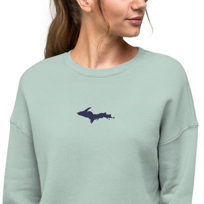 Michigan Upper Peninsula Cropped Sweatshirt (w/ Embroidered UP Outline)