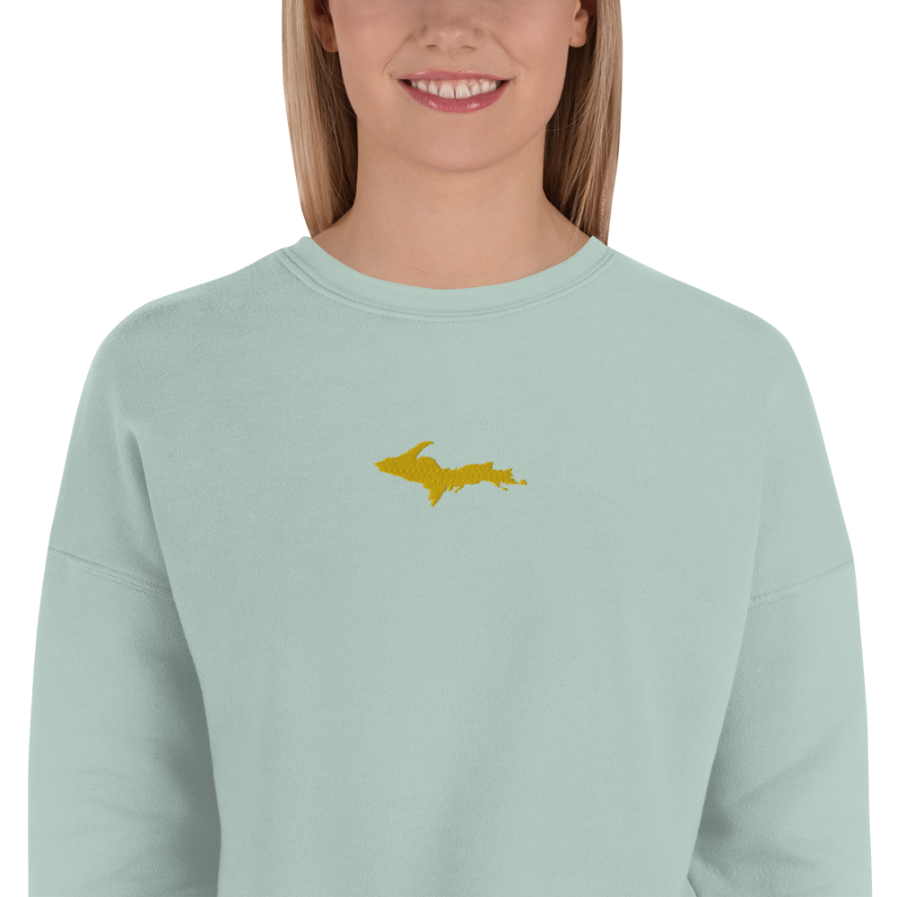 Michigan Upper Peninsula Cropped Sweatshirt (w/ Embroidered Gold UP Outline)