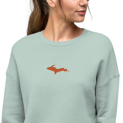 Michigan Upper Peninsula Cropped Sweatshirt (w/ Embroidered Orange UP Outline)