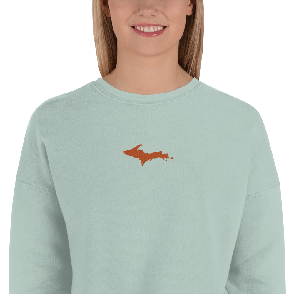 Michigan Upper Peninsula Cropped Sweatshirt (w/ Embroidered Orange UP Outline)