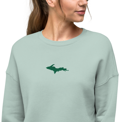 Michigan Upper Peninsula Cropped Sweatshirt (w/ Green UP Outline)