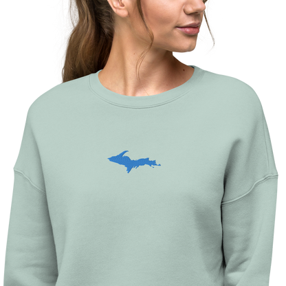 Michigan Upper Peninsula Cropped Sweatshirt (w/ Azure UP Outline)