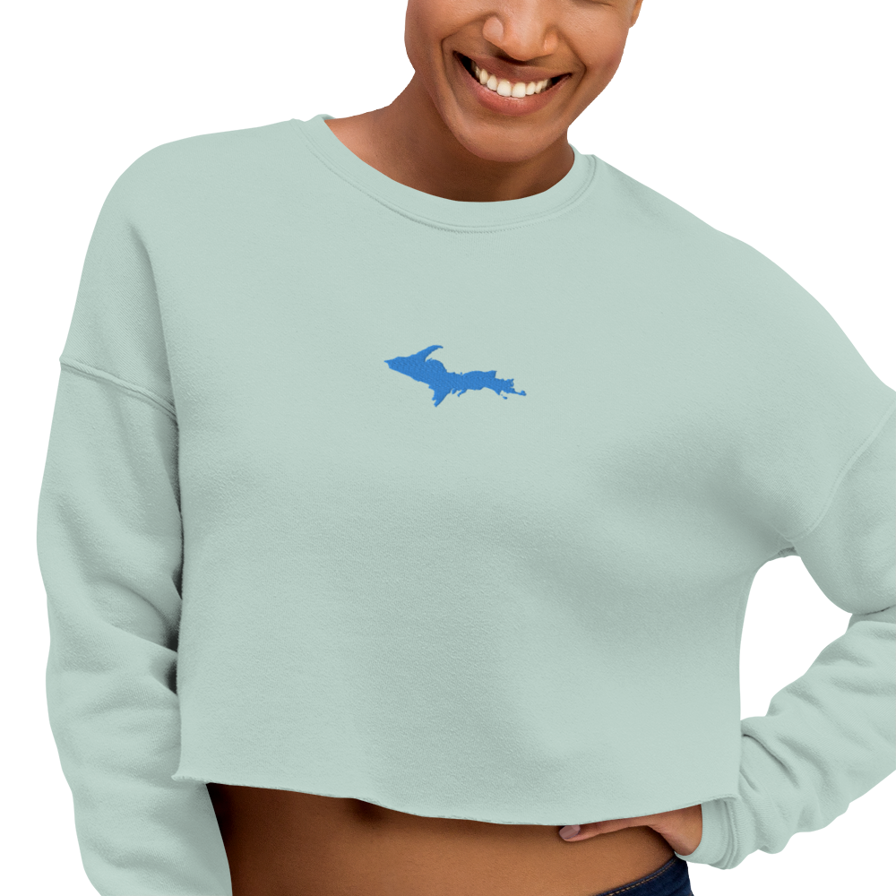 Michigan Upper Peninsula Cropped Sweatshirt (w/ Azure UP Outline)