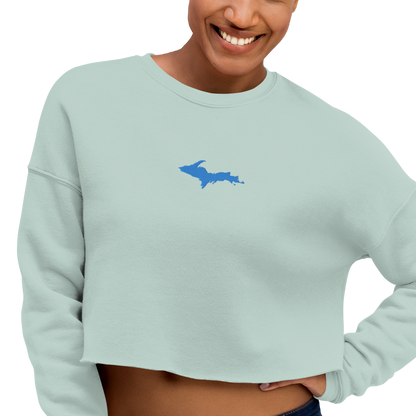 Michigan Upper Peninsula Cropped Sweatshirt (w/ Azure UP Outline)