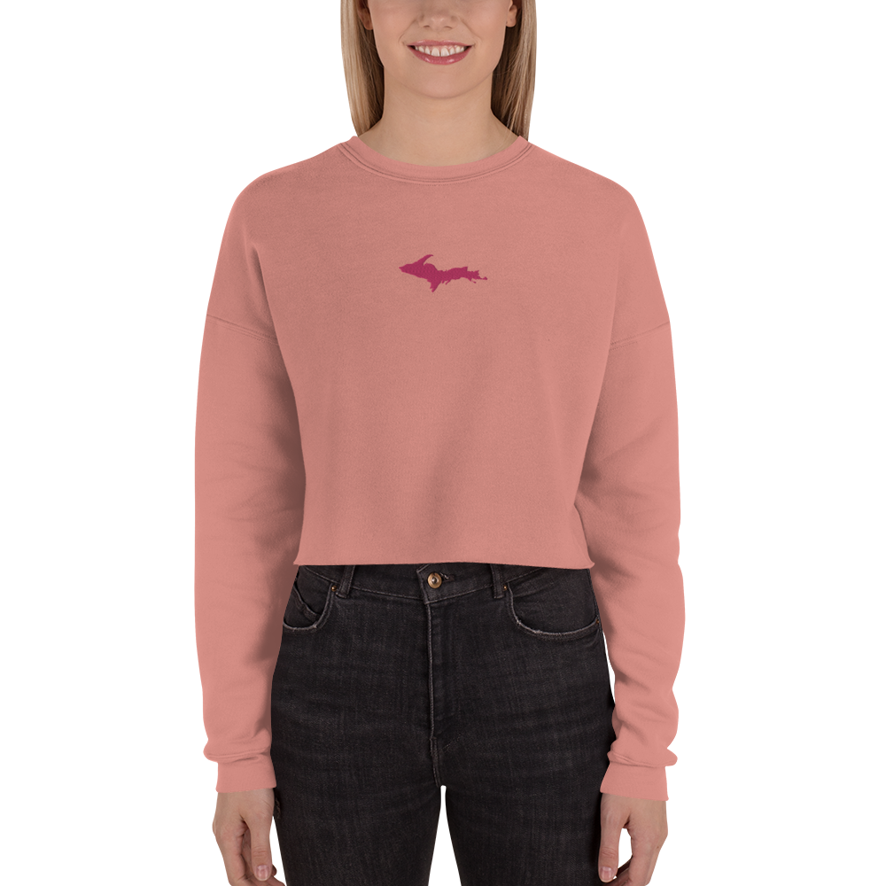 Michigan Upper Peninsula Cropped Sweatshirt (w/ Embroidered Pink UP Outline)