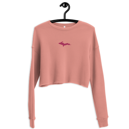 Michigan Upper Peninsula Cropped Sweatshirt (w/ Embroidered Pink UP Outline)