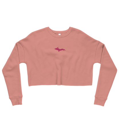 Michigan Upper Peninsula Cropped Sweatshirt (w/ Embroidered Pink UP Outline)