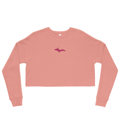 Michigan Upper Peninsula Cropped Sweatshirt (w/ Embroidered Pink UP Outline)