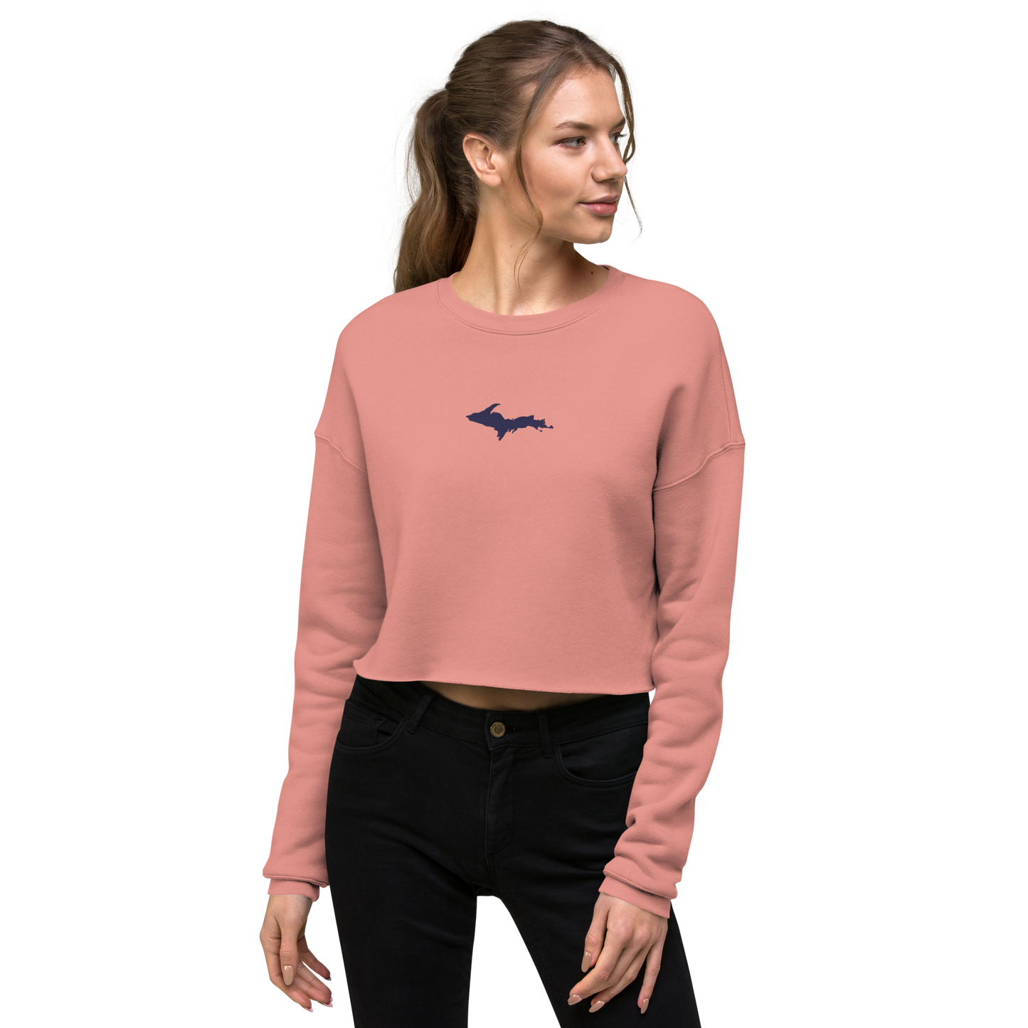 Michigan Upper Peninsula Cropped Sweatshirt (w/ Embroidered UP Outline)