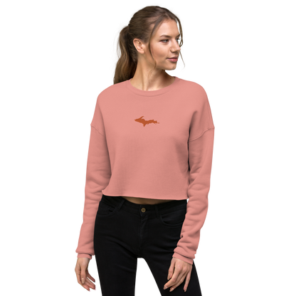 Michigan Upper Peninsula Cropped Sweatshirt (w/ Embroidered Orange UP Outline)