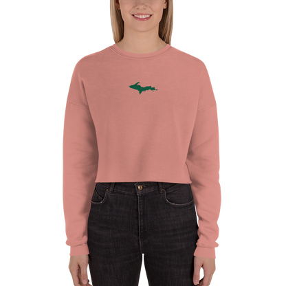 Michigan Upper Peninsula Cropped Sweatshirt (w/ Green UP Outline)