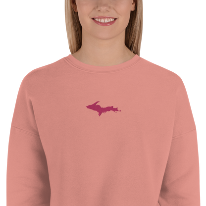 Michigan Upper Peninsula Cropped Sweatshirt (w/ Embroidered Pink UP Outline)