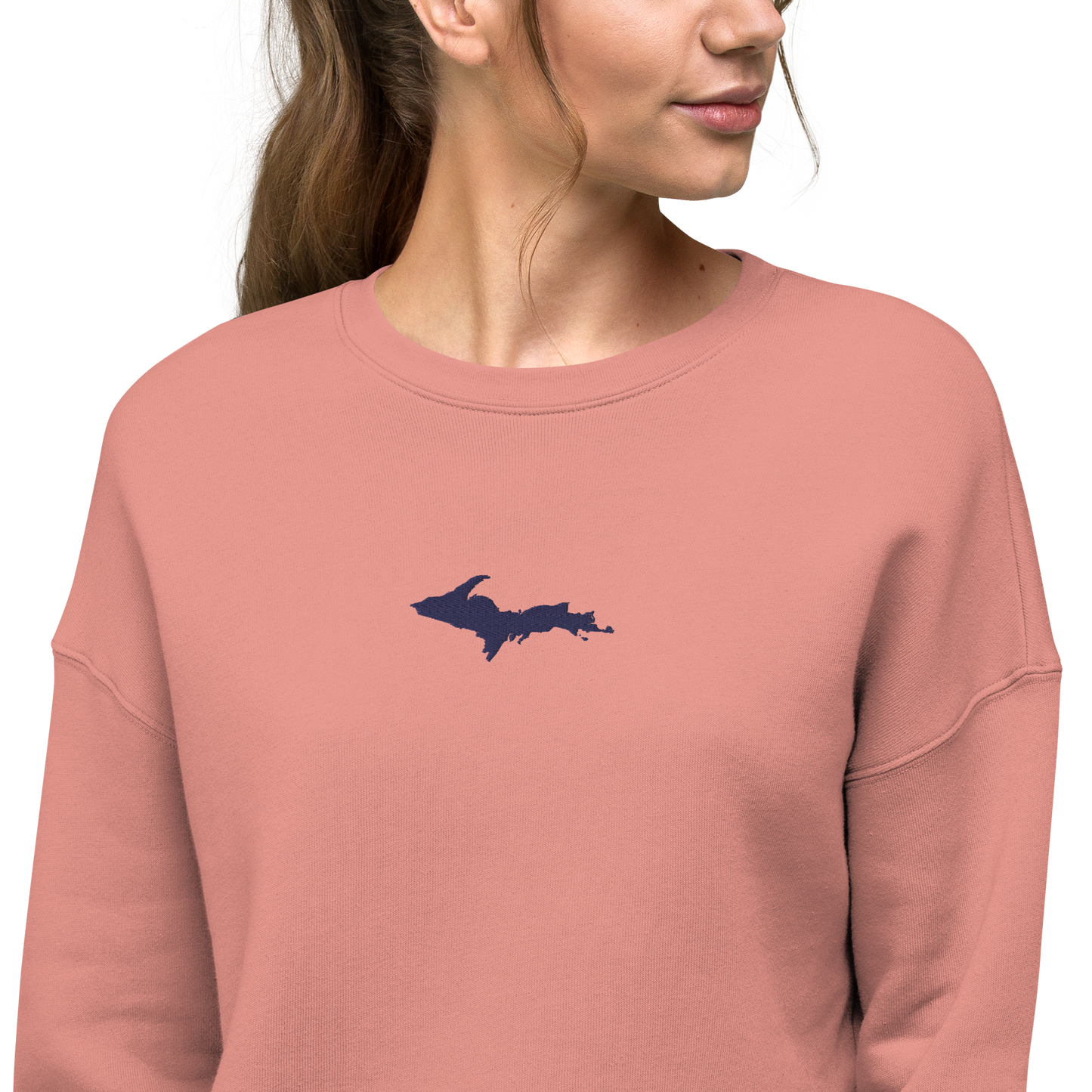 Michigan Upper Peninsula Cropped Sweatshirt (w/ Embroidered UP Outline)