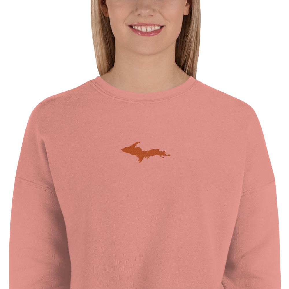 Michigan Upper Peninsula Cropped Sweatshirt (w/ Embroidered Orange UP Outline)