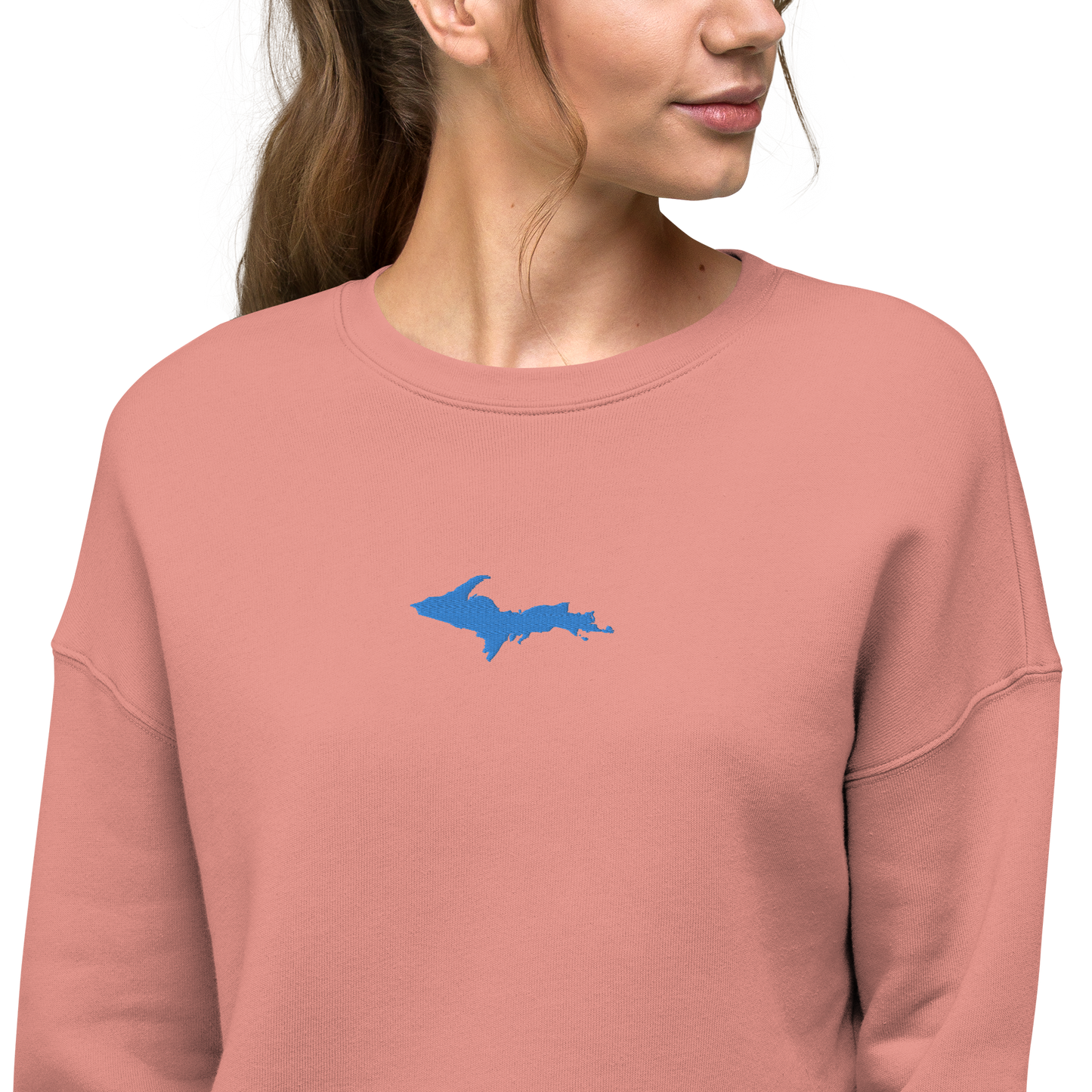 Michigan Upper Peninsula Cropped Sweatshirt (w/ Azure UP Outline)